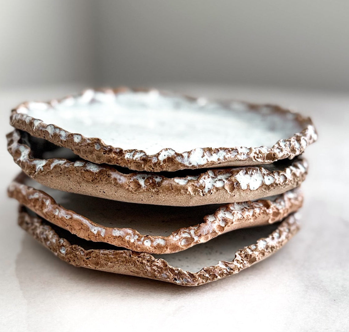 Pearl Dessert Plate — Set of 2 (Handcrafted Stoneware)