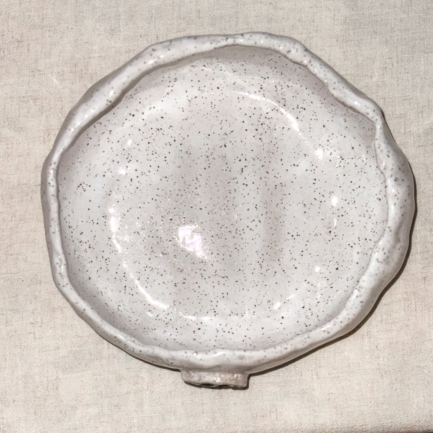 Soft Edge Paw Bowl — Snow + Iron Inlay