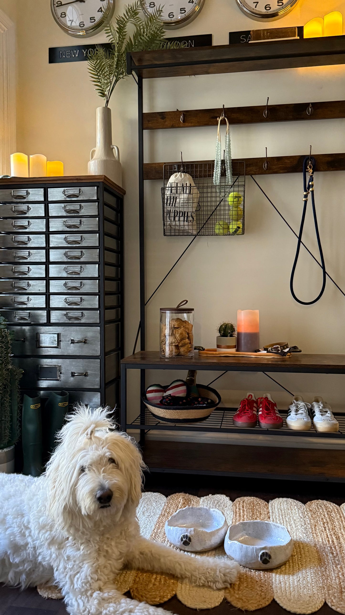 Soft Edge Paw Bowl — Snow + Iron Inlay
